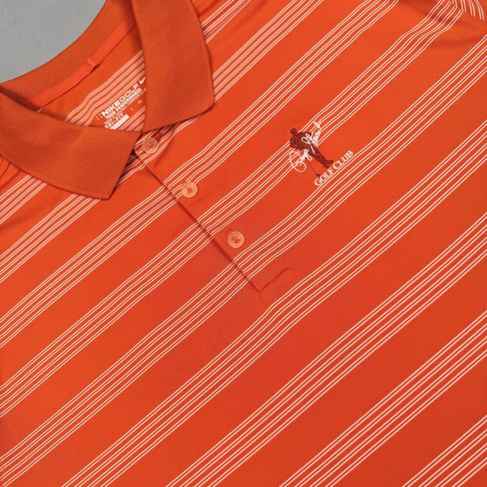 Nike Golf Polo Shirt Mens 2XL Orange Stripe Tour Performance Payne Stewart
